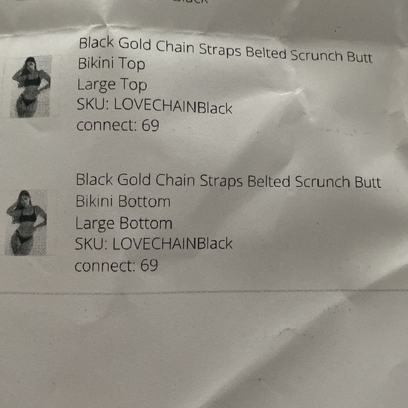 BLACK GOLD CHAIN STRAPS BELTED SCRUNCH BUTT BIKINI - Picture 7 of 8